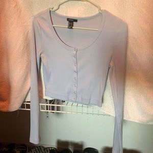 cropped light blue long sleeve